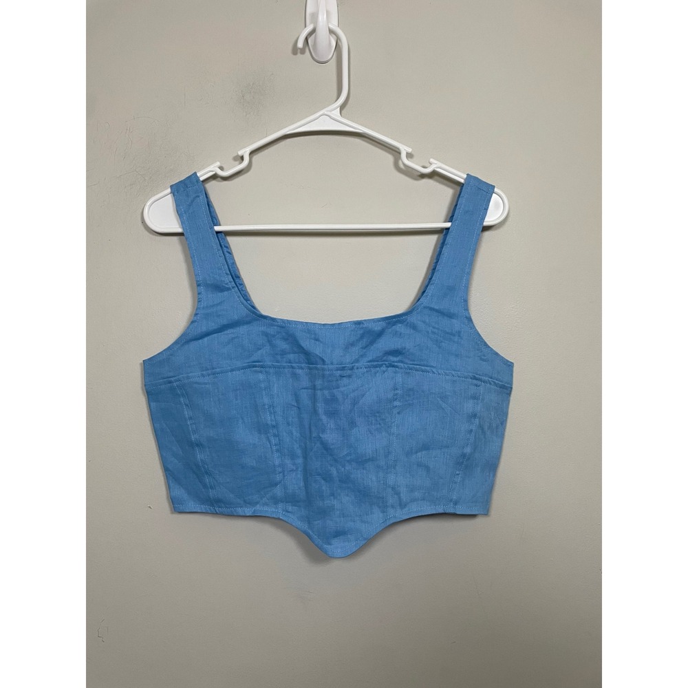 NWT Olivaceous Square Neck Corset Style Top in Carolina Blue‎ Size Medium